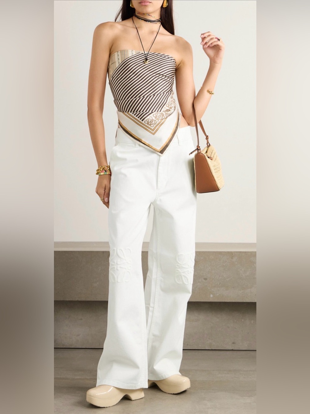 Loewe White Anagram Wide-Leg Jeans